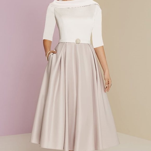 LIght in the Box formal cut-to-measure dress, blush and cream color, Size 12 - Picture 4 of 4